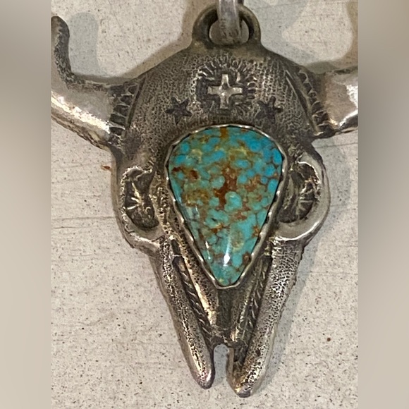 Sandcast Sterling Buffalo Skull - Picture 2 of 3